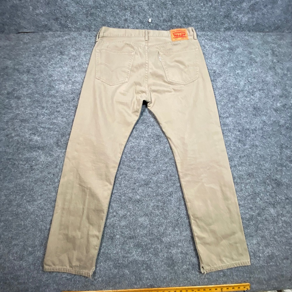 Levis 505 Regular Fit Straight Leg Jeans Mens 36x34 Khaki Tan Cotton Twill